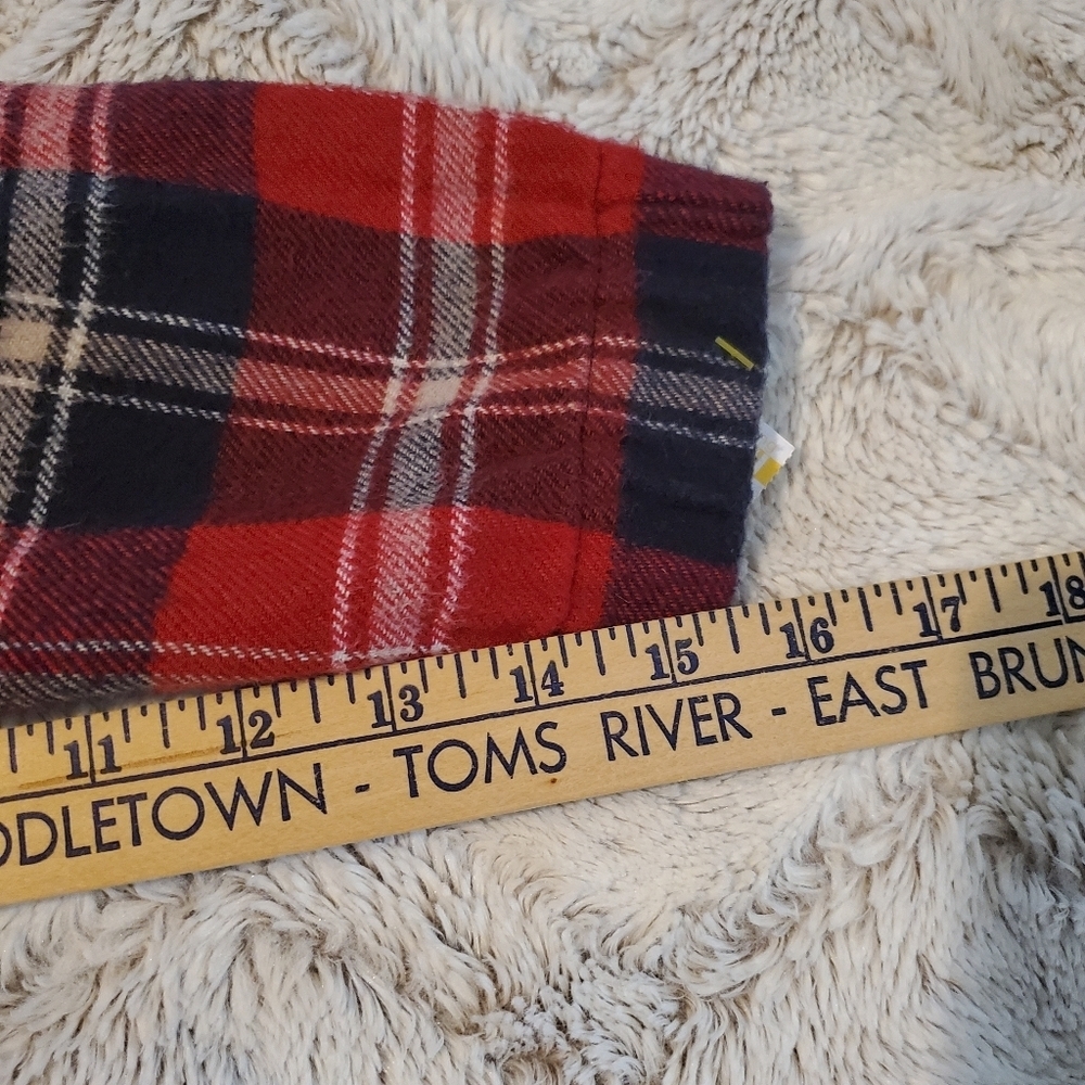 Forever 21 Flannel Pullover Women Red & Navy Plaid Cowl Neck Long Sleeve Sz S - Picture 8 of 8